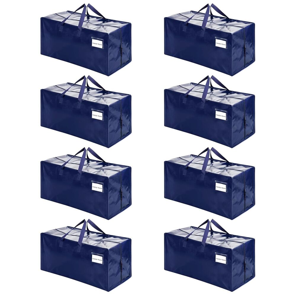 8 Pack Heavy Duty Moving Bags with Backpack Straps, Zippers & Handles